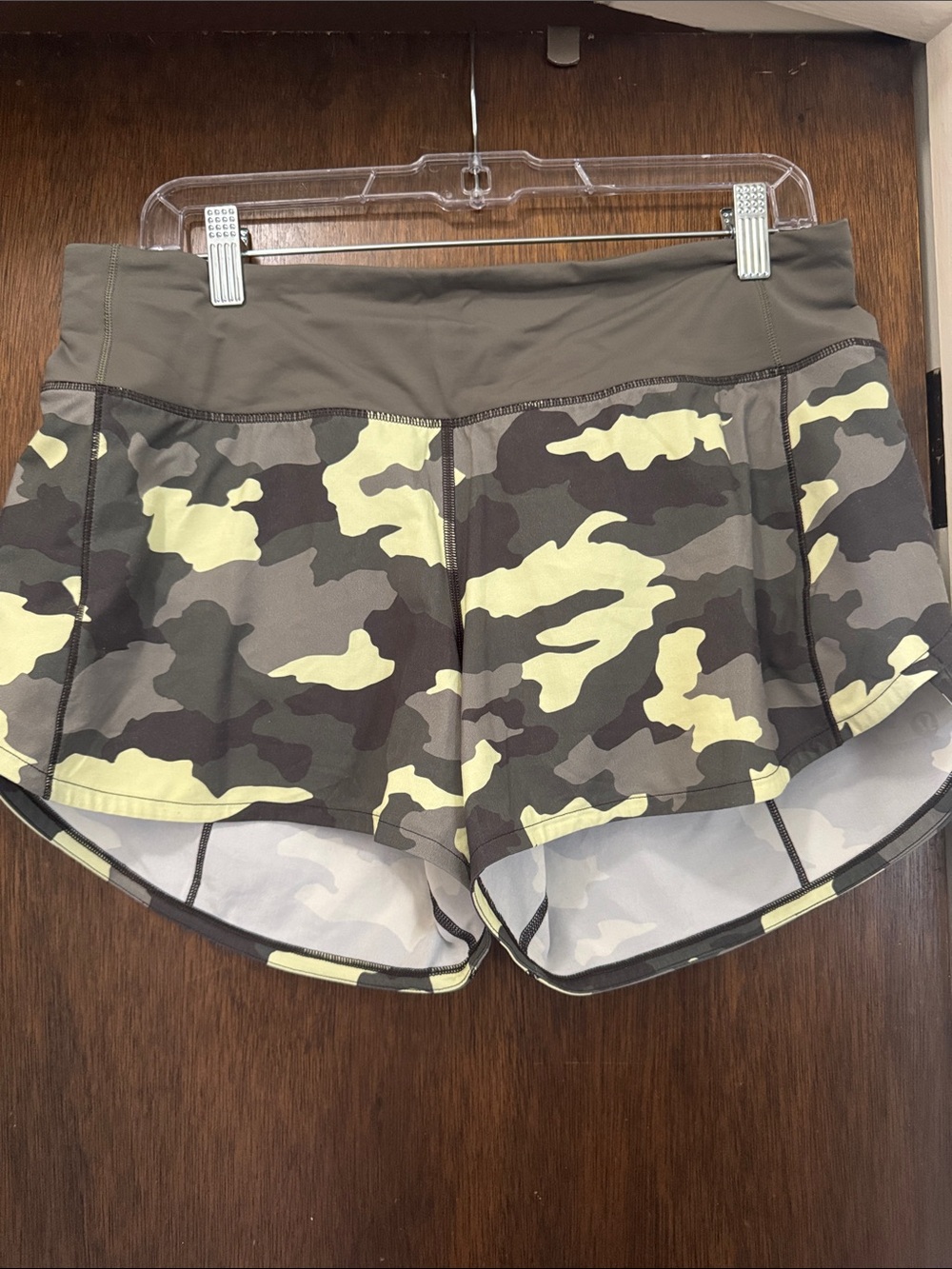 Lululemon Olive Green Camo Athletic Shorts
